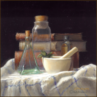 'The Apothecary'  oil painting 3 in by 3 in